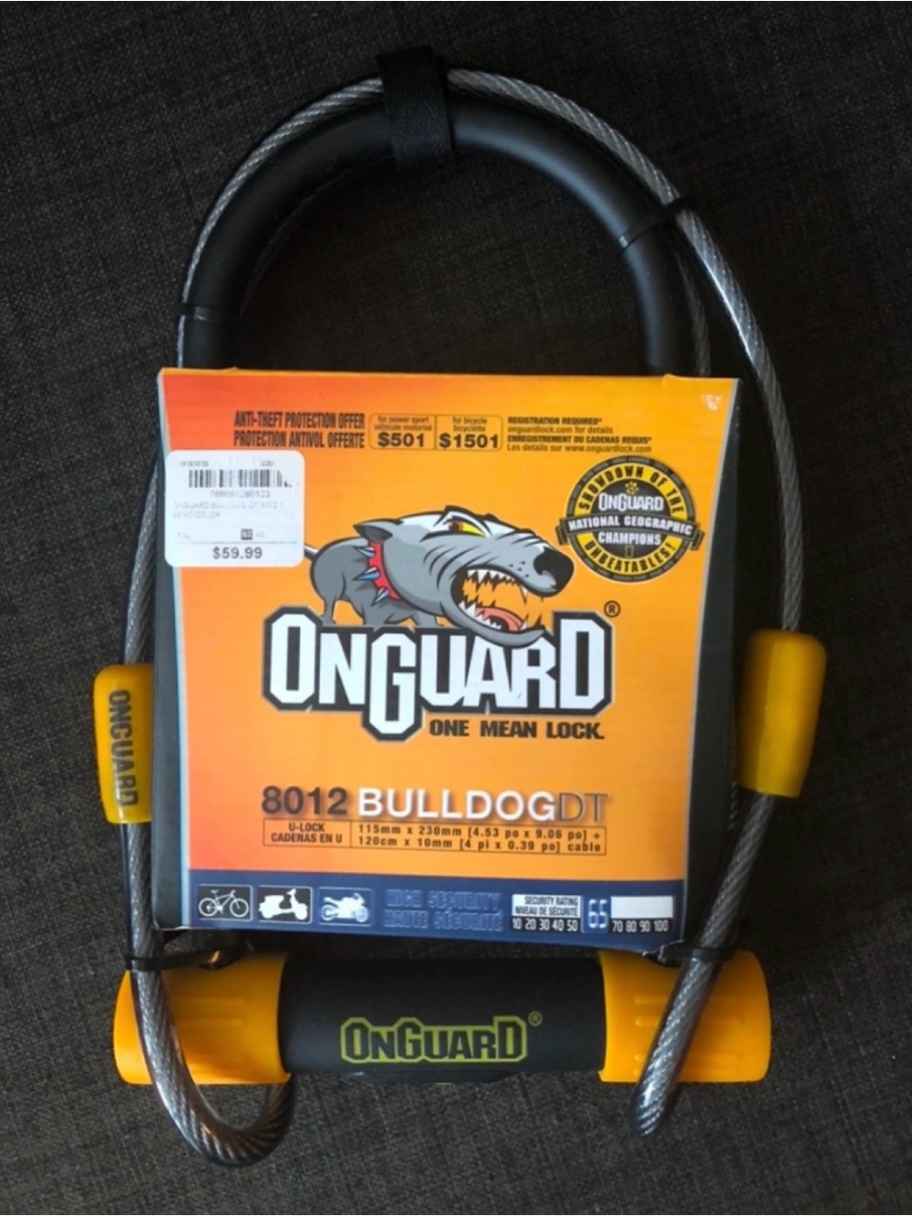 NWT OnGuard Bulldog 8012 DT Bike Lock